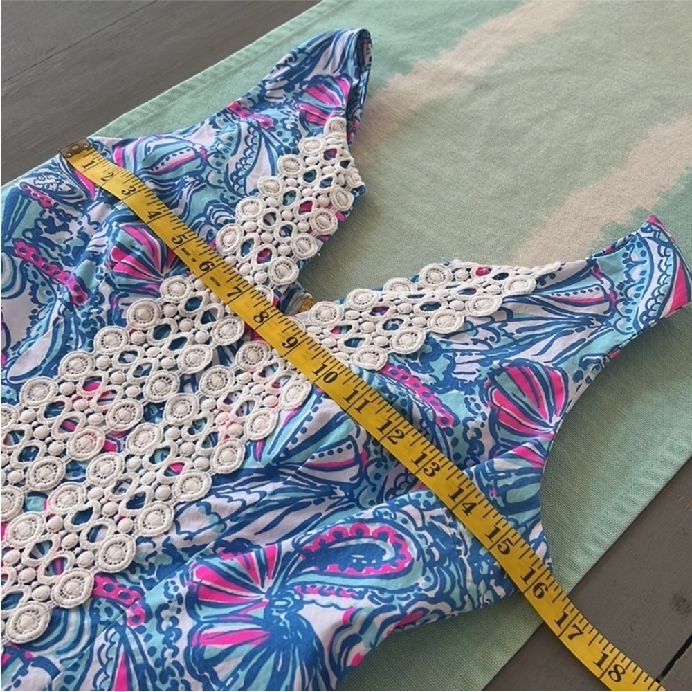 Lilly Pulitzer for Target My Fans Shift Dress Blue Pink Butterfly Crochet Trim - Picture 8 of 9